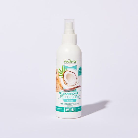 AniForte Fellharmonie Pflegespray Kokos für glänzendes und entwirrtes Fell, 200 ml Flasche.