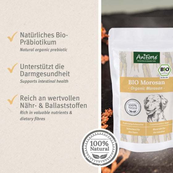 AniForte® BIO Morosan Ergänzungsfuttermittel für Hunde, unterstützt Darmgesundheit, hochwertige Zutaten.