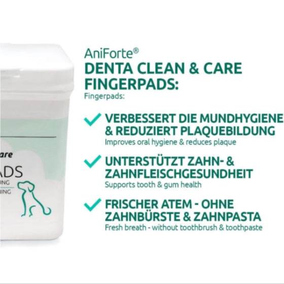 AniForte® Denta Clean & Care Fingerpads, 50 Stück, für Hunde, verbessert Mundhygiene, reduziert Plaque, frischer Atem, zahnpflegefreundlich.