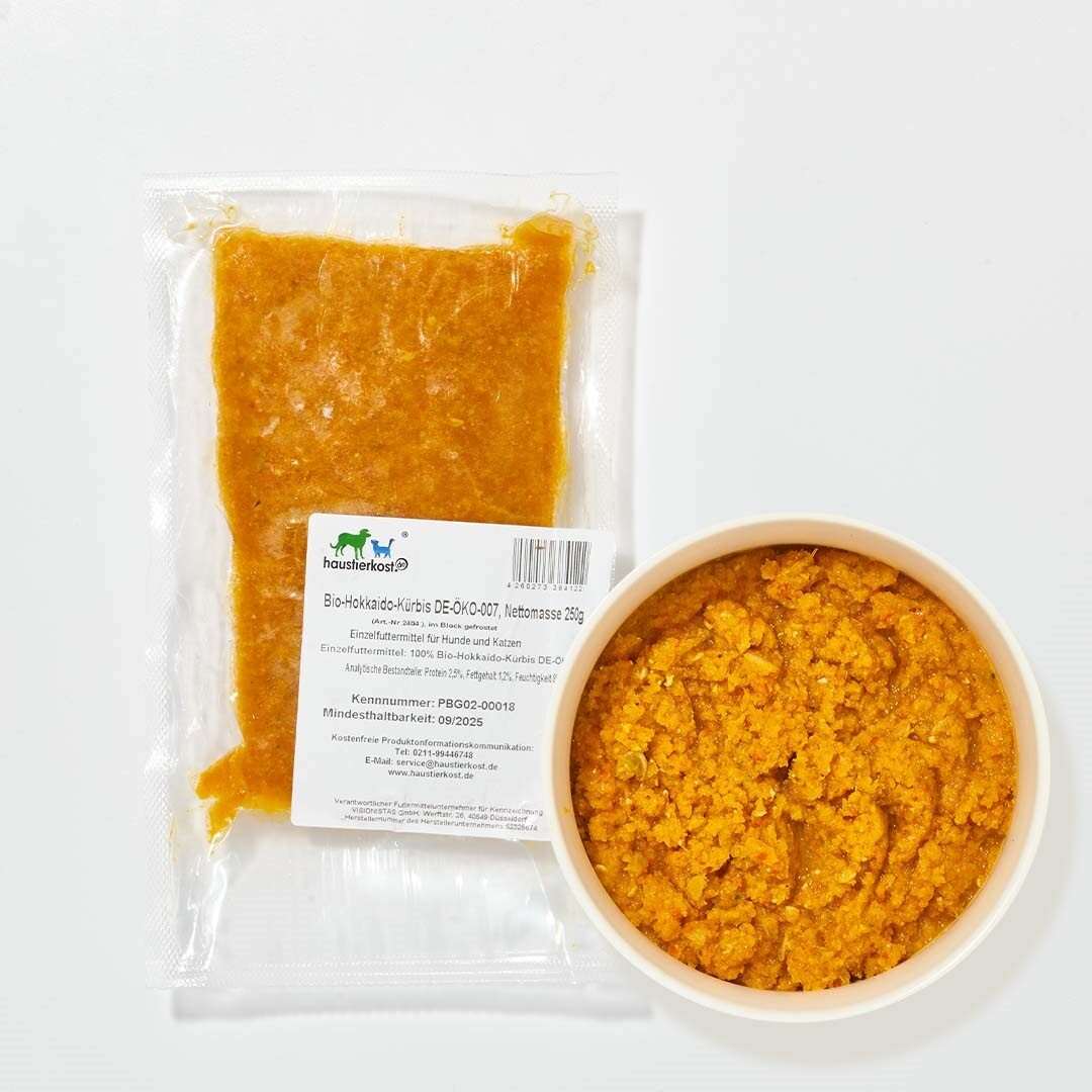BIO Hokkaido-Kürbis püriert in Verpackung, 250 g, DE-ÖKO-007.
