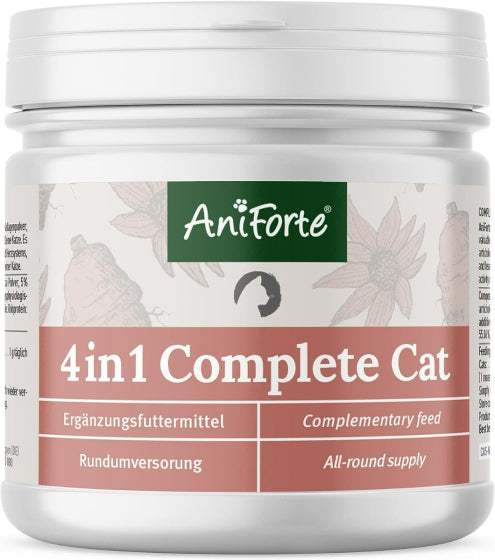 AniForte® 4in1 Complete Cat Nahrungsergänzung mit Kollagen, Taurin, Topinambur und Acaipulver für Katzen.