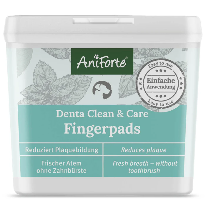 AniForte® Denta Clean & Care Fingerpads für Hunde, 50 Stück, verbessern Mundhygiene und reduzieren Plaque.