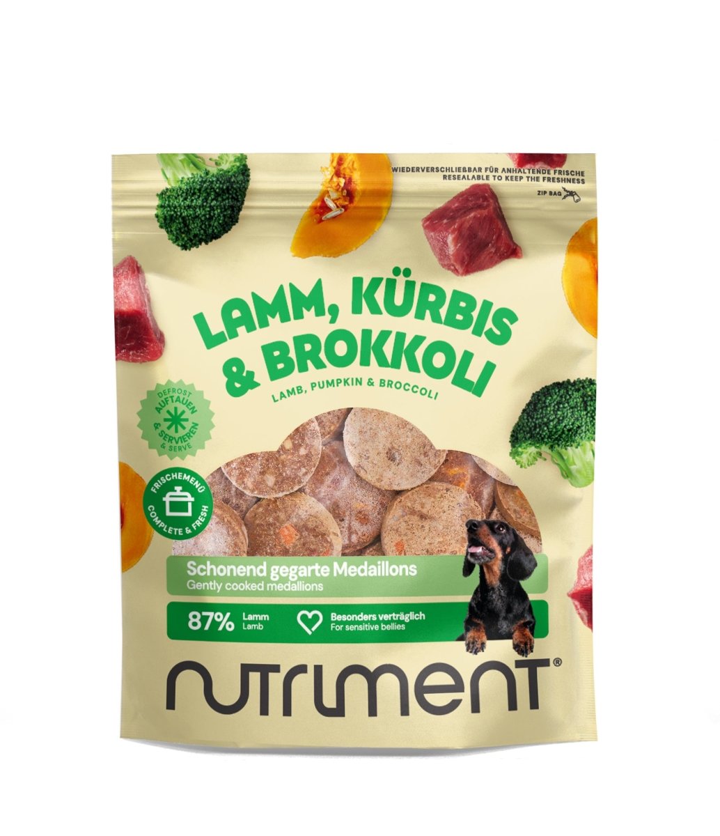 Nutriment Schonend gegarte Medaillons Lamm, Kürbis & Brokkoli - haustierkost.de®