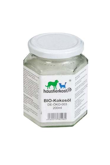 BIO-Kokosöl DE-ÖKO-003 im Glas, kaltgepresst, unverarbeitet, für Fell- und Hautpflege bei Tieren, 200ml