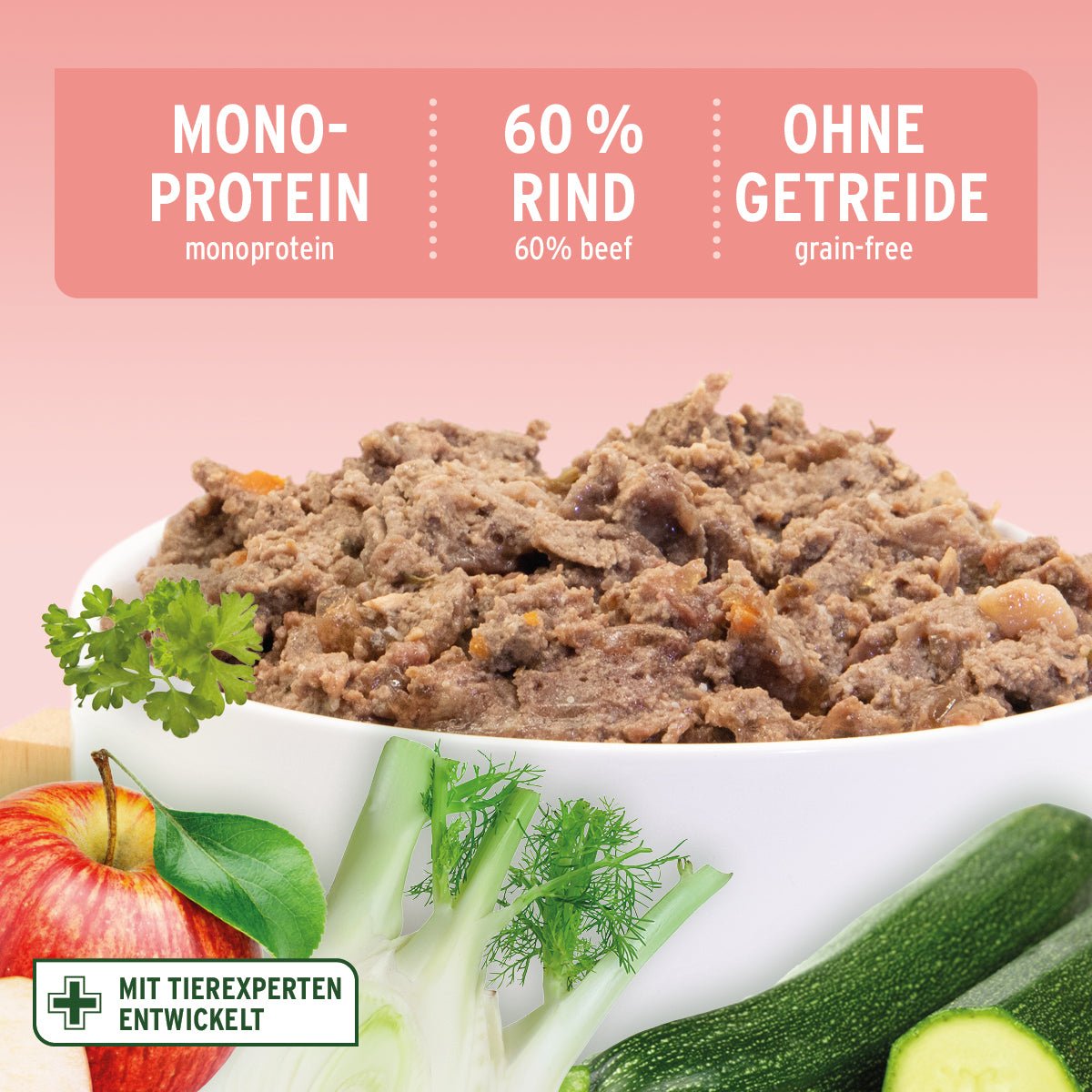 AniForte® Nassfutter CountryBeef 800g für Hunde mit 60% Rind, Karotte, getreidefrei, monoprotein, natürliche Zutaten, in Deutschland hergestellt