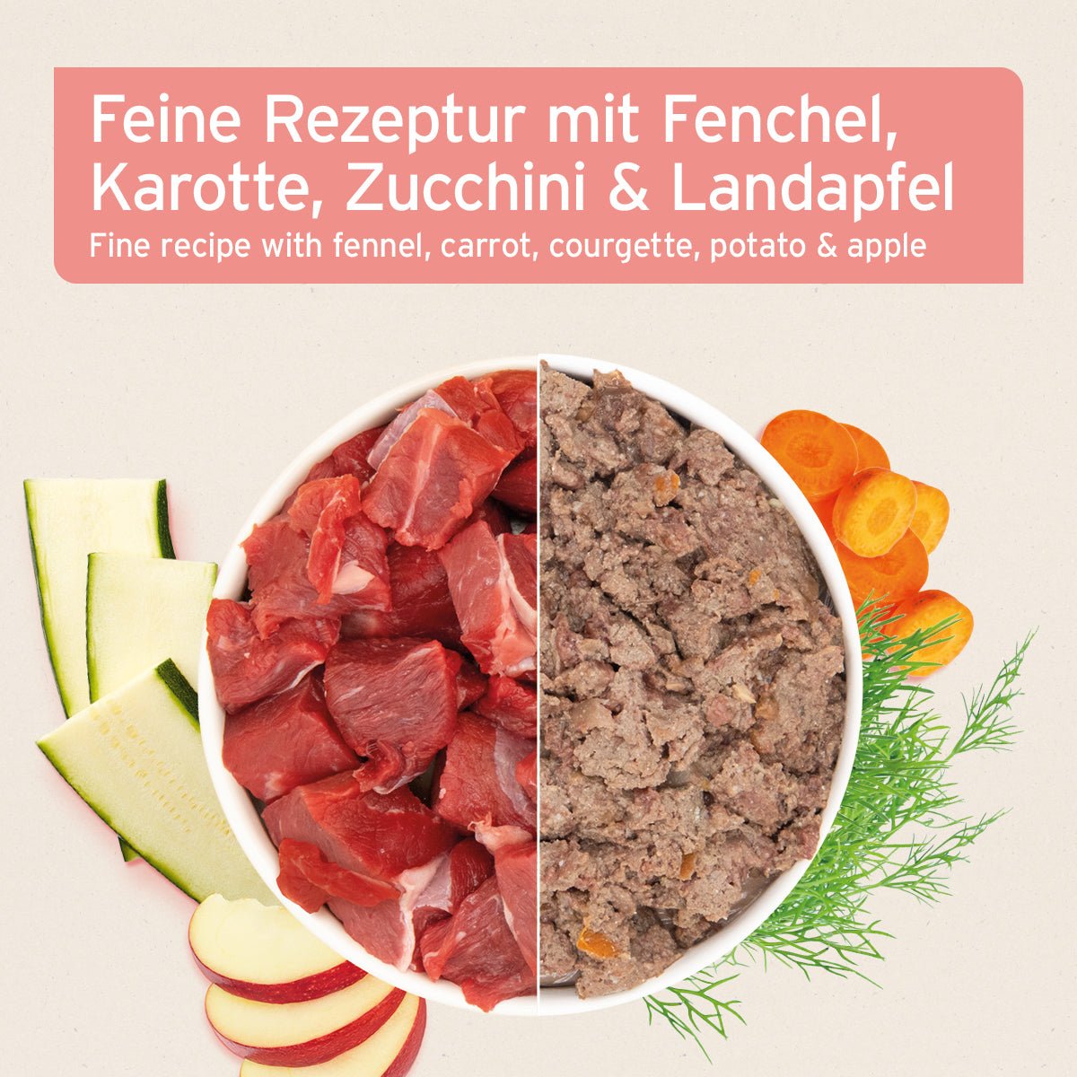 AniForte® Nassfutter CountryBeef 800g mit Rind, Karotte, Fenchel, Zucchini und Landapfel für Hunde, natürliche Zutaten, ausgewogene Nassfuttermahlzeit