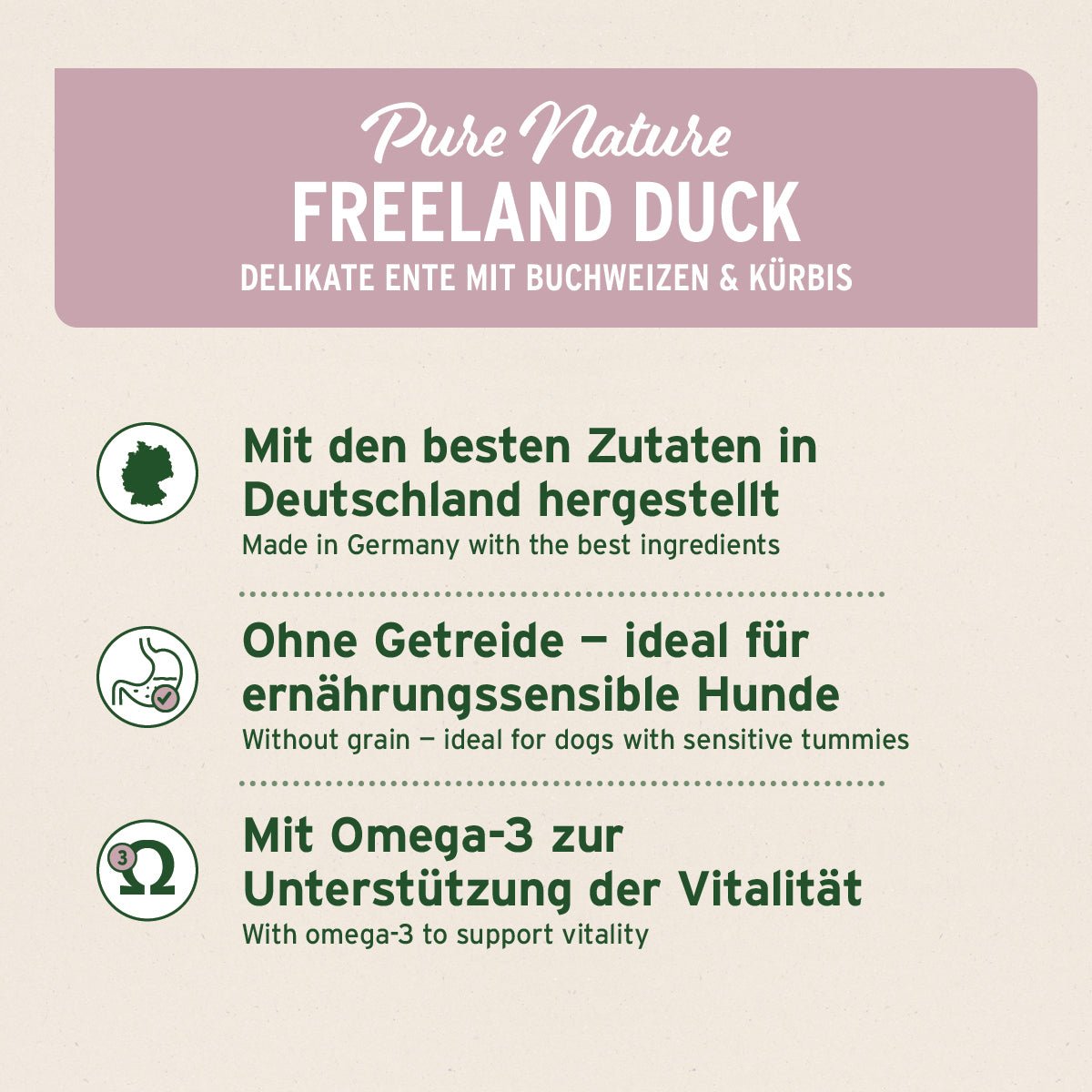 AniForte PureNature Nassfutter Freiland-Ente mit Buchweizen und Omega-3, getreidefrei, für ernährungssensible Hunde, hergestellt in Deutschland