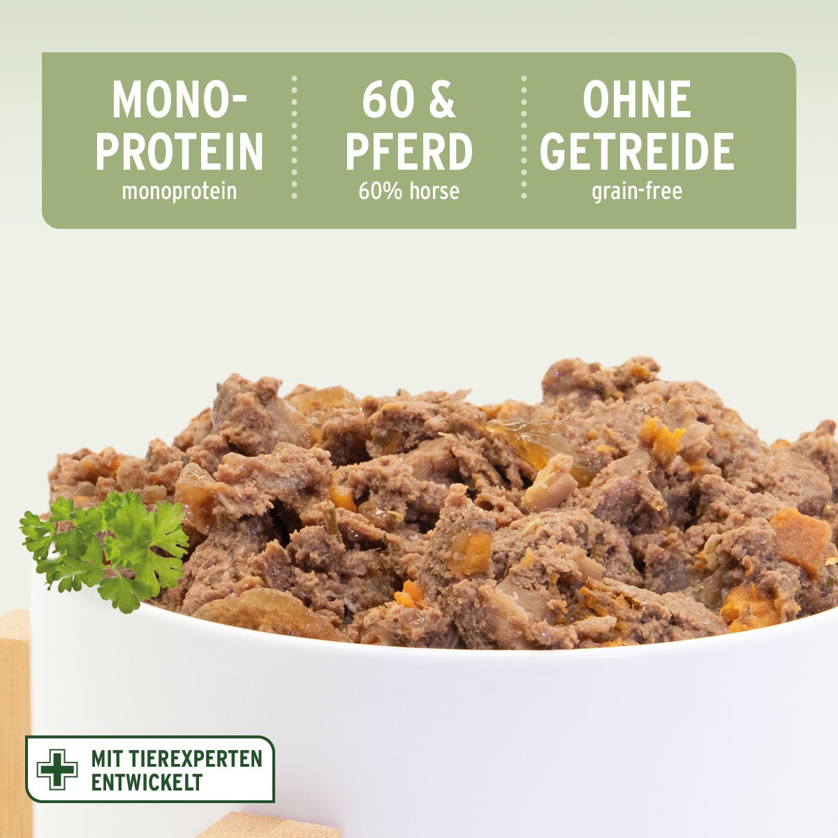 AniForte® PureNature Nassfutter für Hunde mit 60% Pferdefleisch, Süßkartoffeln und Äpfeln, monoprotein und getreidefrei, natürliche Zutaten, schonend verarbeitet in Deutschland
