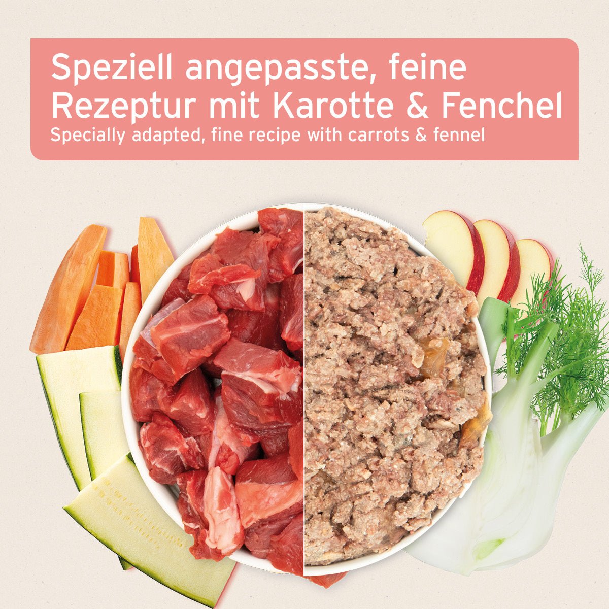 AniForte Nassfutter für Hunde Senior Rind mit Karotte, Fenchel und hochwertigem Fleisch, natürliche Zutaten, ausgewogene Mahlzeit, schonend verarbeitet, 100% in Deutschland hergestellt.