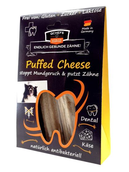 qchefs Puffed Cheese Hüttenkäse-Cracker, 3 Stück, laktosefrei, pflegt Zähne, reduziert Mundgeruch, knusprig, kalorienarm.