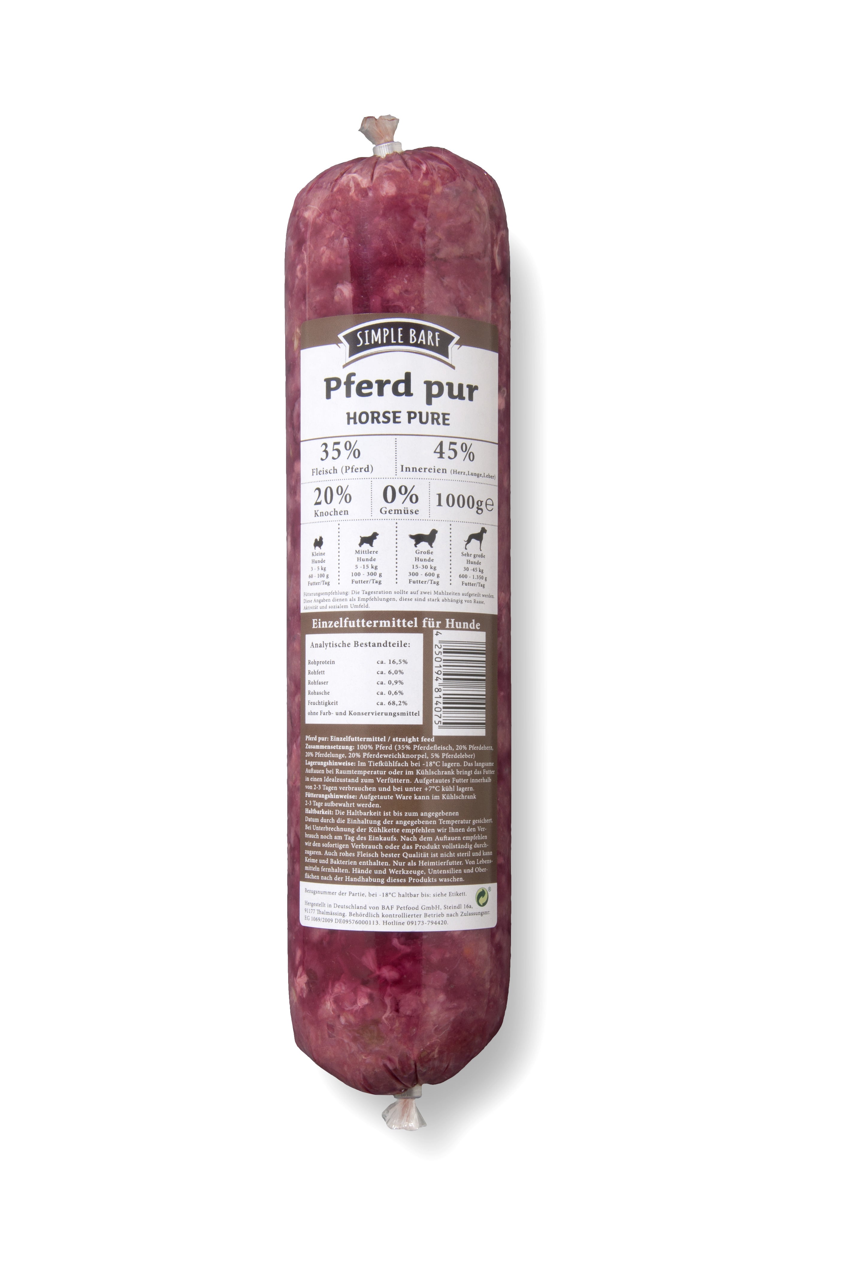 simple BARF Pferd Pur (VP) - haustierkost.de®