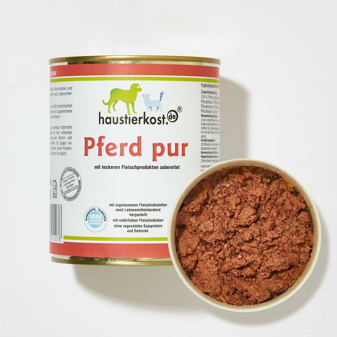 Pferd pur Hundefutter mit frischem Pferdefleisch ohne künstliche Zusatzstoffe