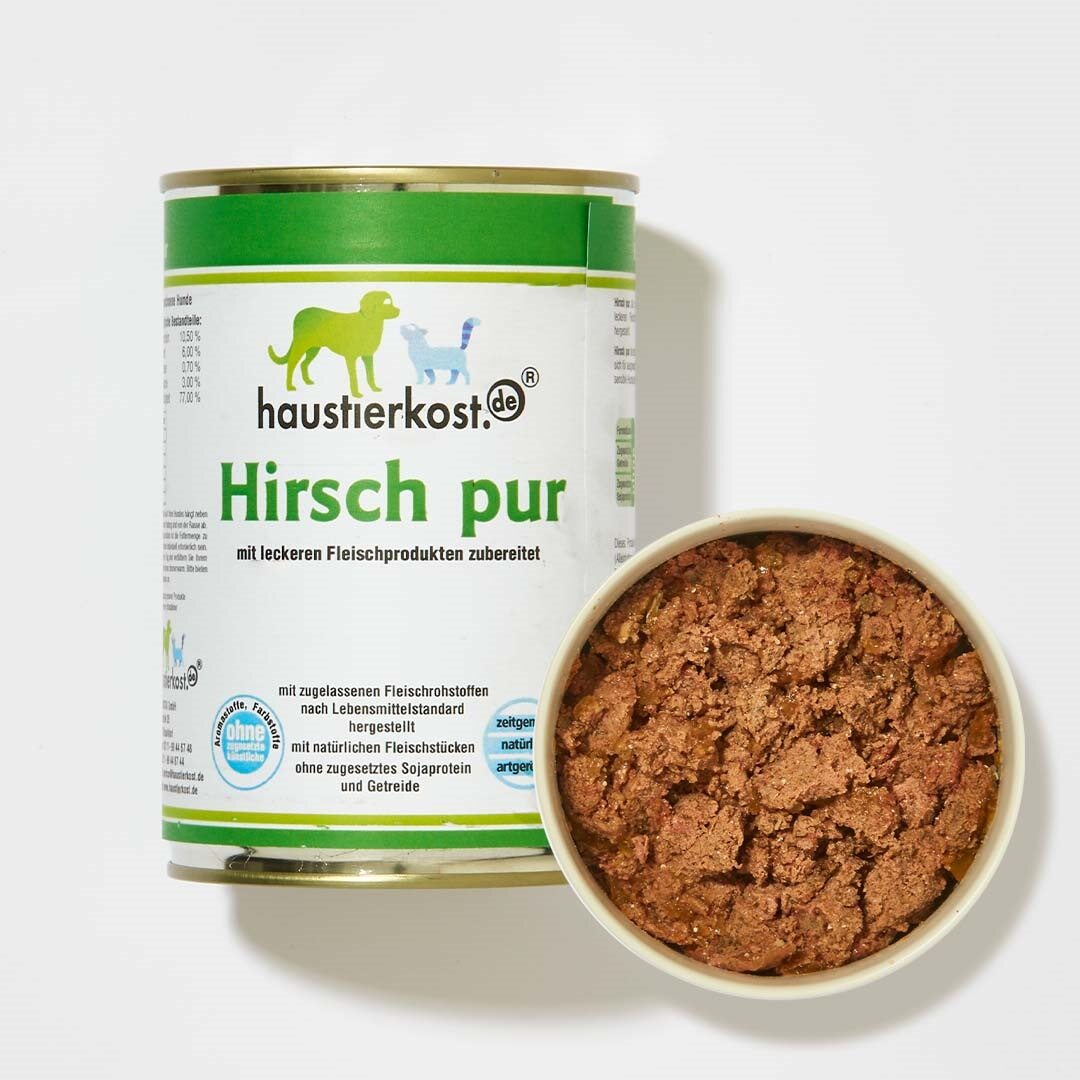 Hirsch pur Hunde Nassfutter ohne künstliche Zusatzstoffe für ernährungssensible Hunde