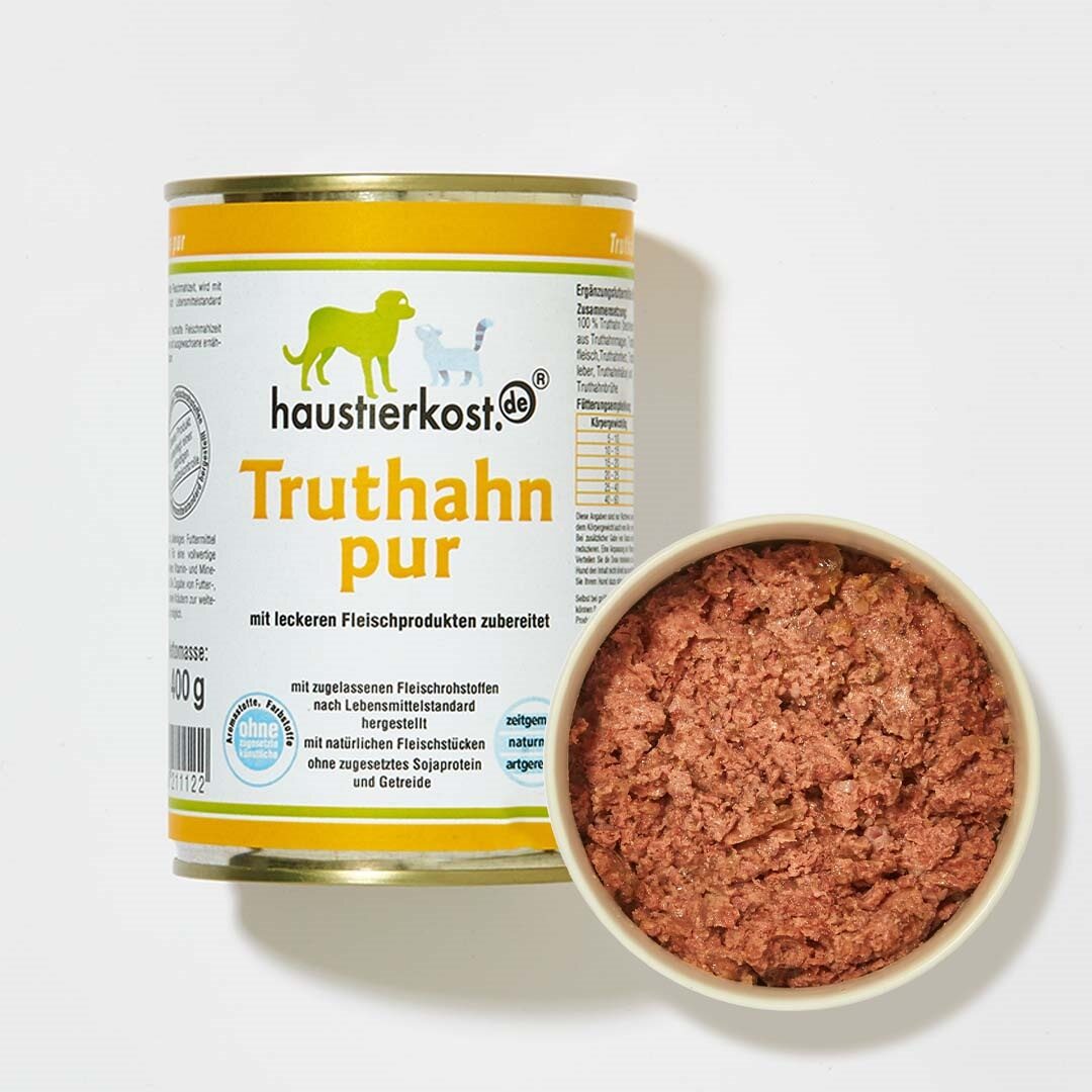 Dose mit Truthahn pur Nassfutter für erwachsene Hunde ohne künstliche Zusatzstoffe