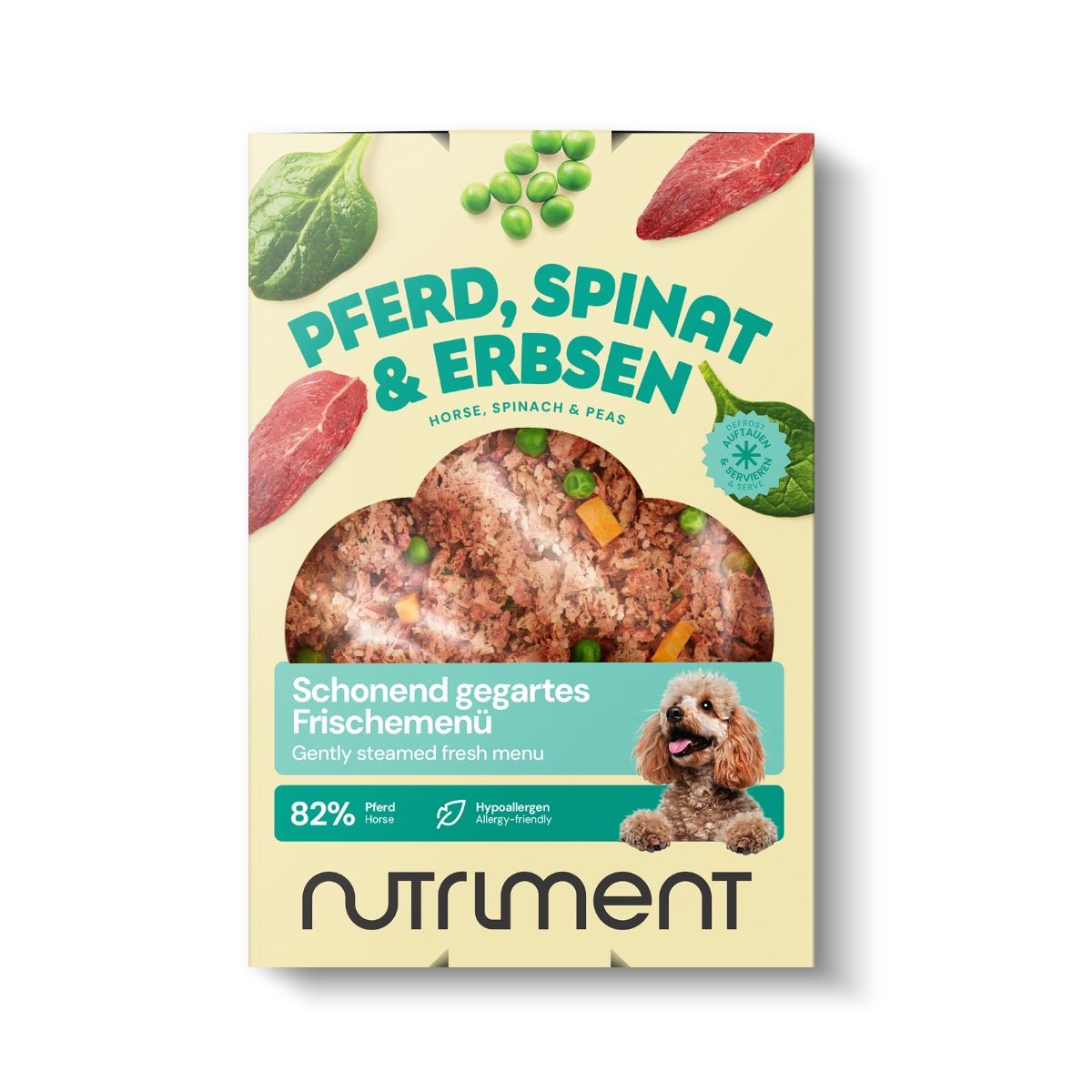Nutriment Schonend gegartes Frischemenü Pferd, Spinat & Erbsen