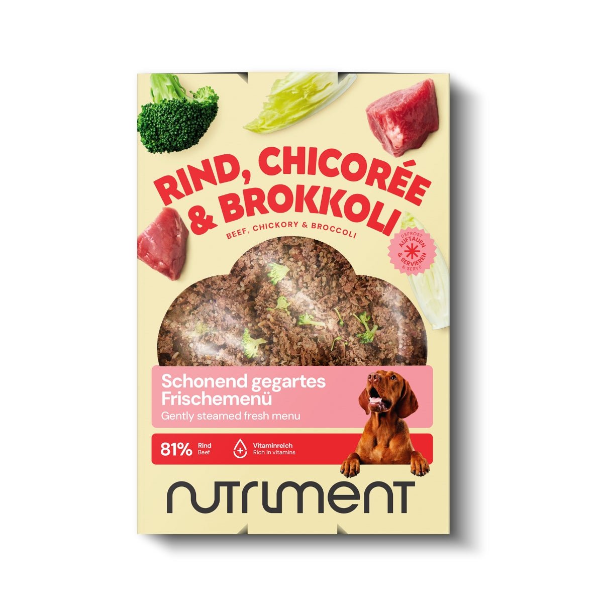 Nutriment Schonend gegartes Frischemenü Rind, Chicorée & Brokkoli