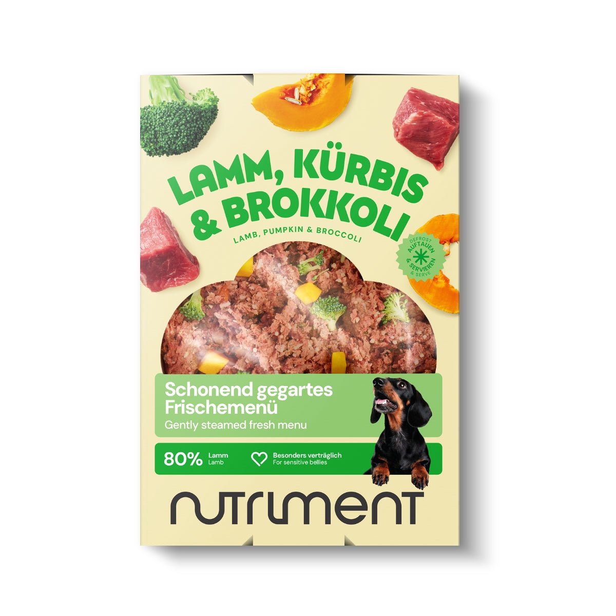 Nutriment Schonend gegartes Frischemenü Lamm, Kürbis & Brokkoli
